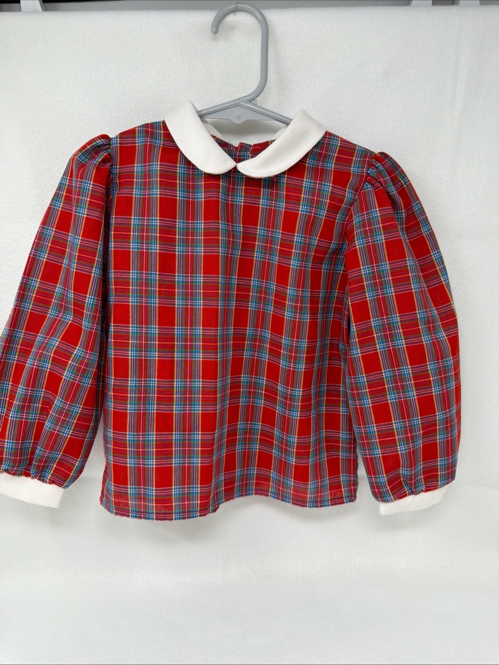 Vintage Girls Peter Pan Red Plaid Long Sleeve Size 4T